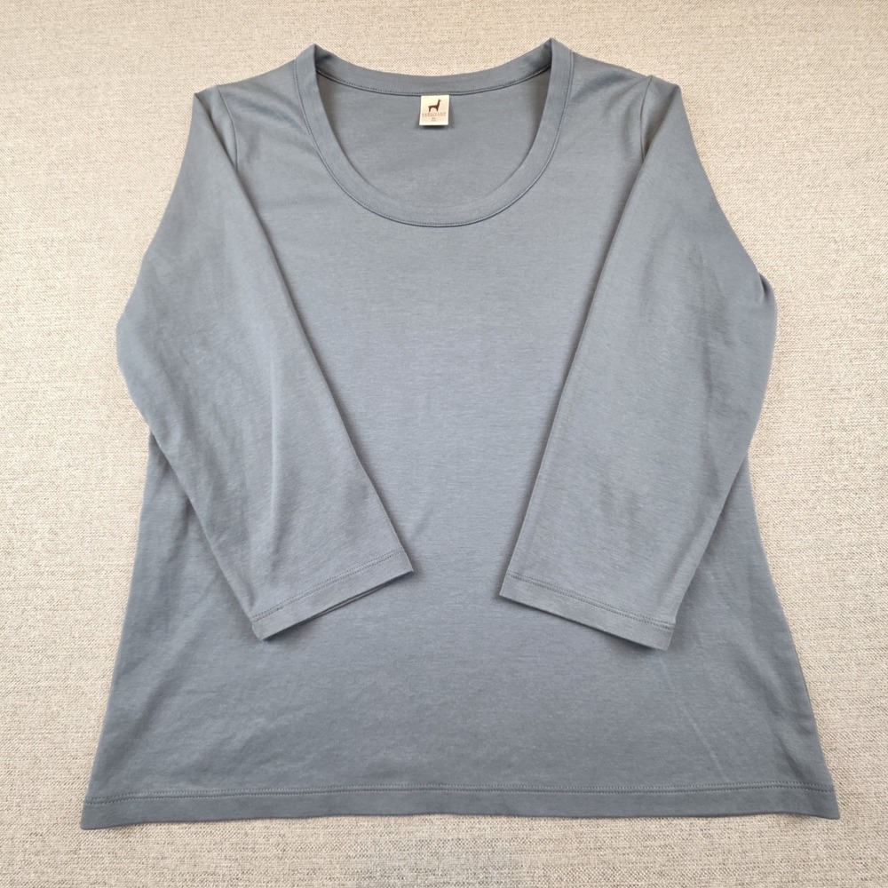 Peruvian Connection Blue/Gray Tee Shirt Women's XL Minimalist Pima Cotton‎